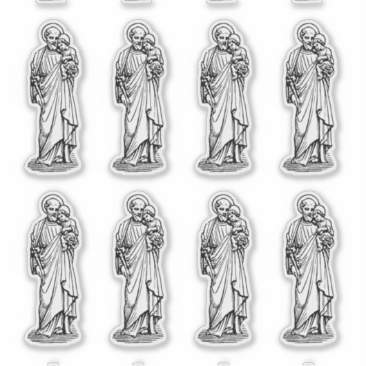 St. Joseph mit Kind Jesus Schwarz und Weiß Aufkleber (Vorderseite)