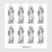 St. Joseph mit Kind Jesus Schwarz und Weiß Aufkleber (Blatt)