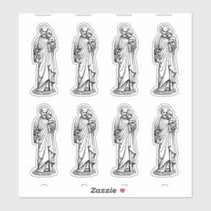 St Joseph mit Kind Jesus Schwarzweiss Aufkleber