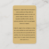 St Joseph Novena Prayer Card Visitenkarte (Rückseite)