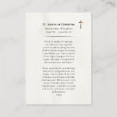 St. Joseph of Cupertino Catholic Prayer Card       Platzkarte (Rückseite)