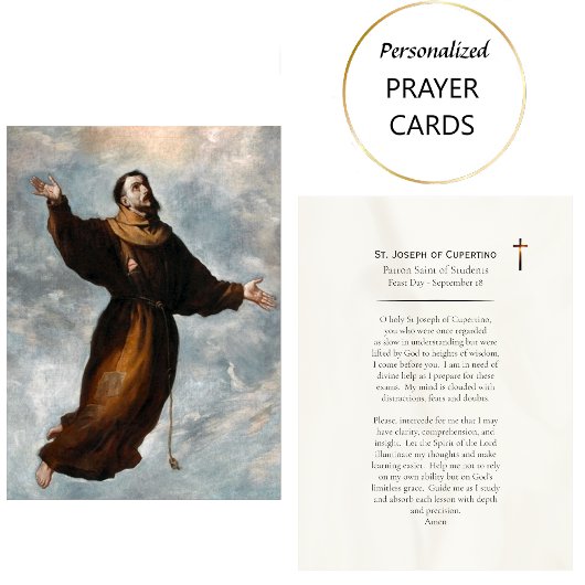 St. Joseph of Cupertino Catholic Prayer Card       Platzkarte