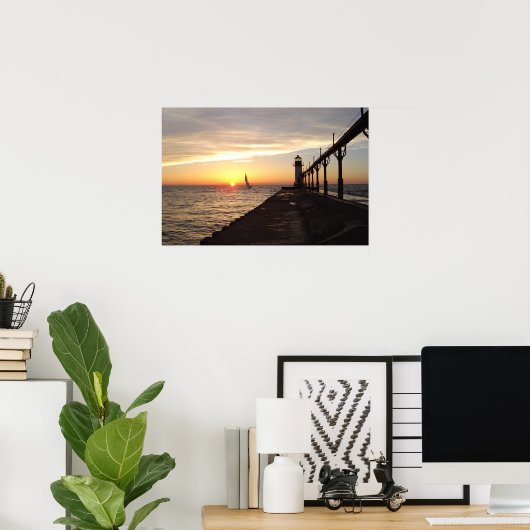 St. Joseph Pier Light, MI Poster (Heimbüro)