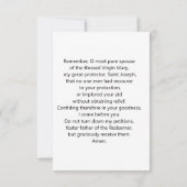 St Joseph Prayer Card (Rückseite)