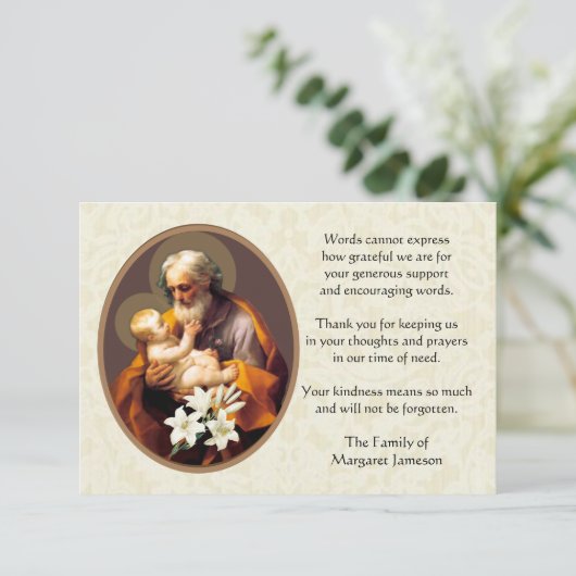 St. Joseph Religious Vielen Dank Beileid Dankeskarte (Stehend Vorderseite)