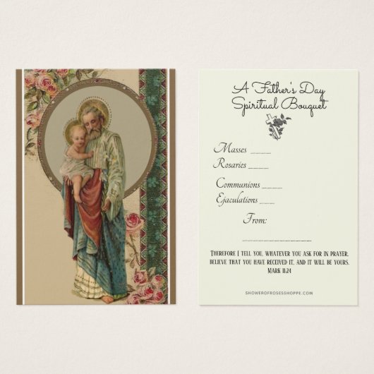 St. Joseph Spiritual Bouquet Gebet Heilige Karte (Vorne & Hinten)