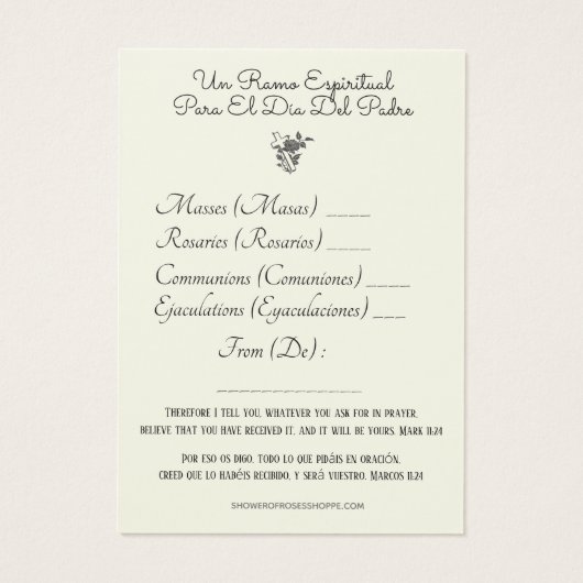 St. Joseph Spiritual Bouquet Spanisch Englisch (Rückseite)