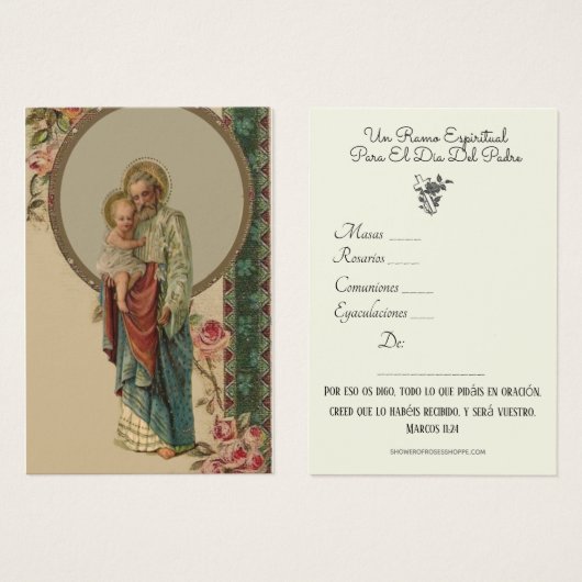 St. Joseph Spiritual Bouquet Spanische Heilige Kar (Vorne & Hinten)