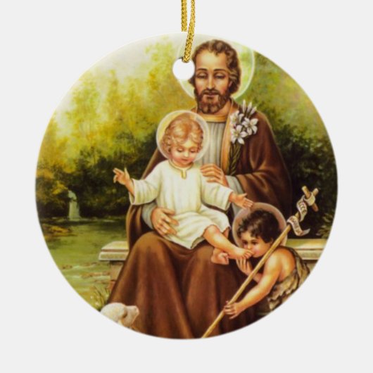 St Joseph /St. Doppelte mit Seiten versehene Keramik Ornament (Vorne)