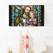 St. Joseph Stached Glass Religious Jesus Banner (Insitu)