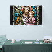 St. Joseph Stached Glass Religious Jesus Banner (Messeveranstaltung)