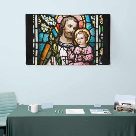 St. Joseph Stached Glass Religious Jesus Banner (Messeveranstaltung)