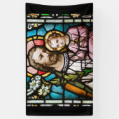 St. Joseph Stached Glass Religious Jesus Banner (Vertikal)