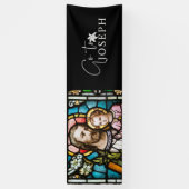 St. Joseph Stached Glass Religious Jesus Banner (Vertikal)
