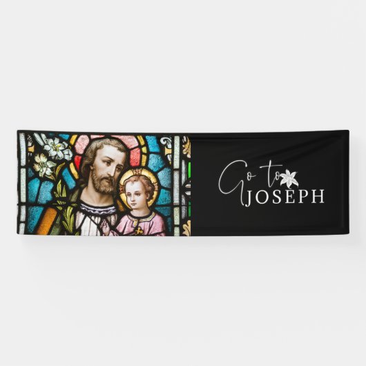 St. Joseph Stached Glass Religious Jesus Banner (Horizontal)