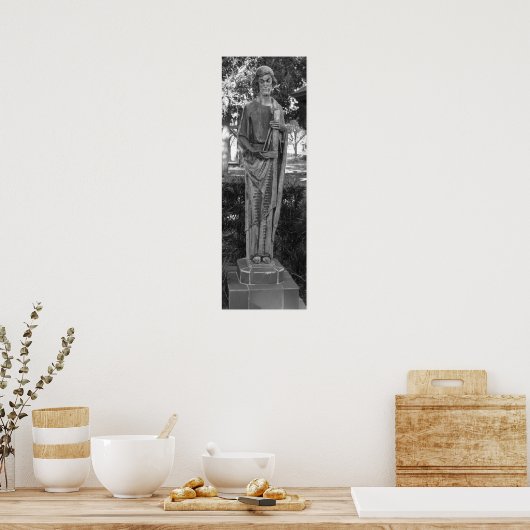 St. Joseph Statue Schwarz-Weiß-Foto Poster (Küche)