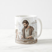 St Joseph the Worker and Child Jesus, Catholic Mug Kaffeetasse (VorderseiteRechts)