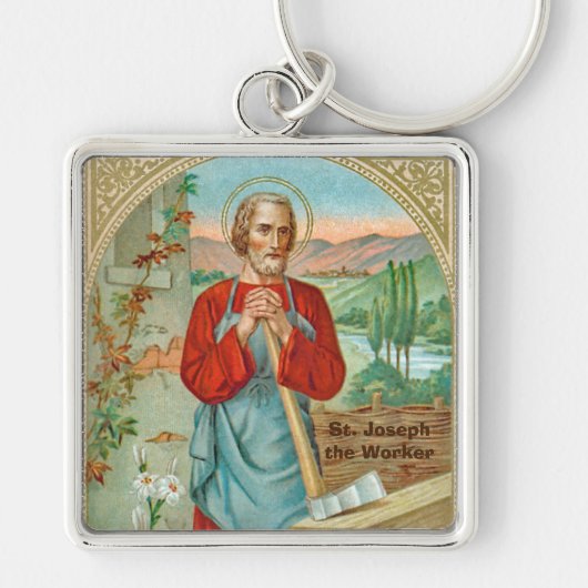 St. Joseph the Worker (BK 31) Square Metal Schlüsselanhänger (Vorne)