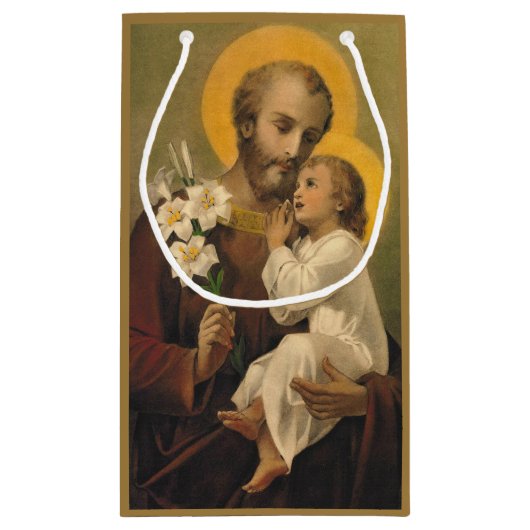 St Joseph und Baby Jesus I 2 verschiedene Bilder Kleine Geschenktüte (Rückseite)