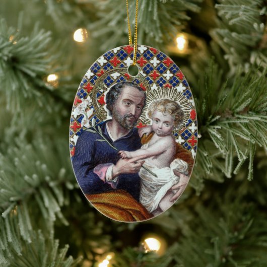 St. Joseph und das Christ Child (DPT 002) Keramik Ornament (Baum)