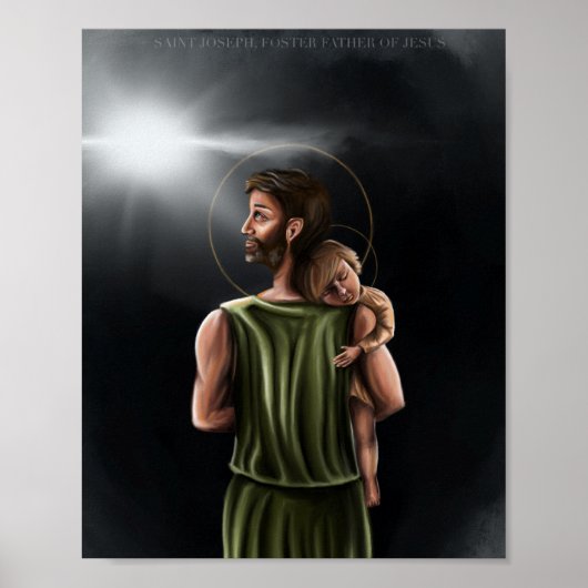 St. Joseph und das Kind Jesus drucken Poster (Vorne)