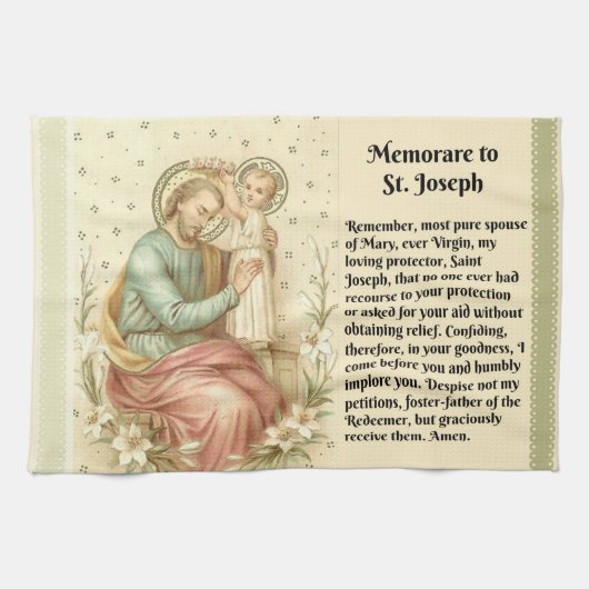 St- Joseph und JesusMemorare Katholisch-Gebet Geschirrtuch (Horizontal)