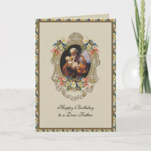 St. Joseph Vater Papa Geburtstags-Blumen-Gebet Karte