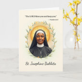 St. Josephine Bakhita Gottes Frieden mit der Schri Karte (Gelbe Blume)