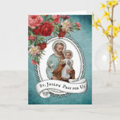 St- Josephkinderjesus-Rote Rosen Vintag Karte (Gelbe Blume)