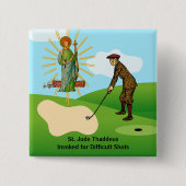 St. Judas Thaddäus & panischer Golfspieler Button (Vorderseite)