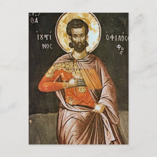 St. Justin Martyr Orthodox Christliches Symbol Postkarte (Vorderseite)