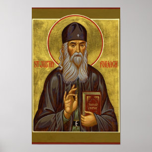 St. Justin Popovic Orthodoxe christliche Ikone Dru Poster