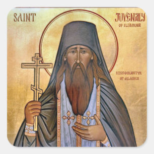 St. Juvenaly von Alaska Orthodoxe christliche Ikon Quadratischer Aufkleber