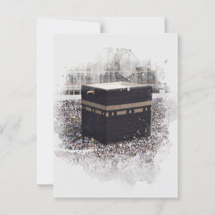 St. Kaaba, Masjid Al Haram, Aquarellbilder Postkarte