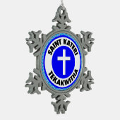 St. Kateri Schneeflocken Zinn-Ornament (Links)