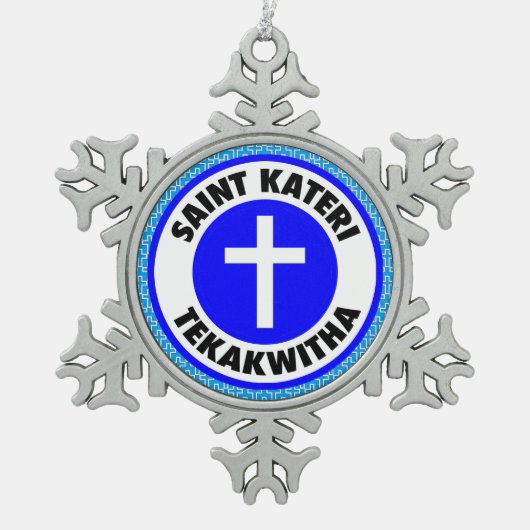 St. Kateri Schneeflocken Zinn-Ornament (Vorderseite)
