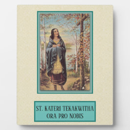 St. Kateri Tekakwitha Indianer mit Rosary Cross Fotoplatte