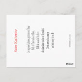 St. Katherine Prayer Card Postkarte (Rückseite)