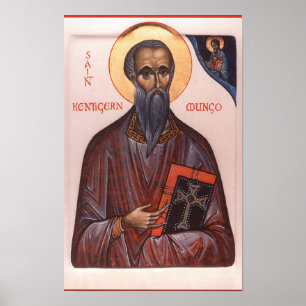 St. Kentigern Erster Bischof von Glasgow Ikonendru Poster