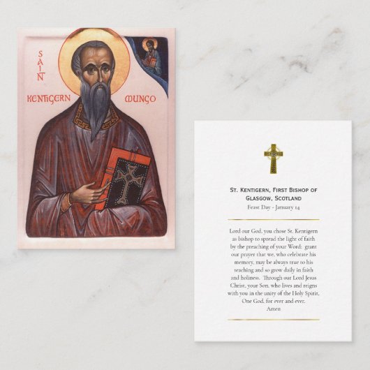 St. Kentigern First Bishop of Glasgow Prayer Card Platzkarte (Vorne/Hinten)