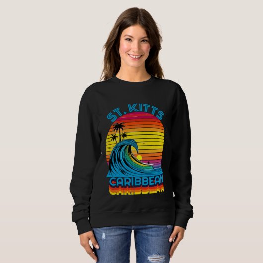 St Kitts Caribbean Retro Throwback Surf & Beach So Sweatshirt (Vorne ganz)