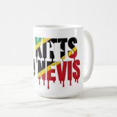 St. Kitts Drip Text | Design mit karibischer Flagg Kaffeetasse (VorderseiteRechts)