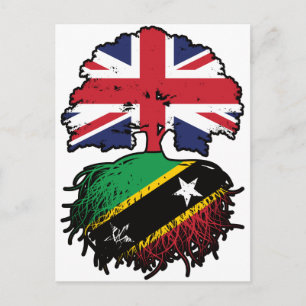 St. Kitts Kittitian British UK Baumwurzeln Flagge Postkarte