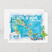 St Kitts Nevis Antilles Illustrierte Karte (Vorne/Hinten)