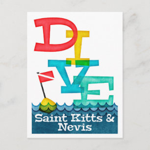 St. Kitts & Nevis Dive - farbenfrohe Scuba Postkarte