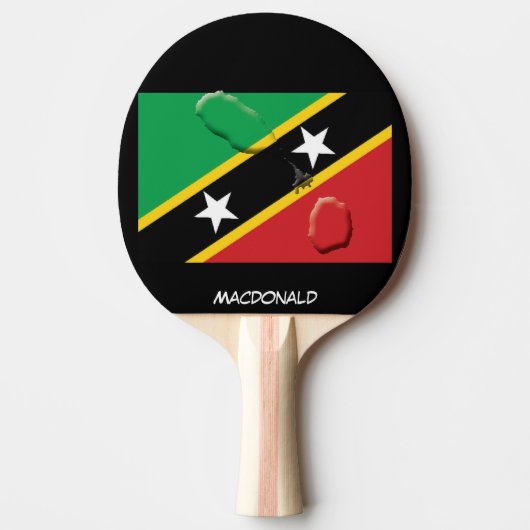 ST KITTS NEVIS FLAG & MAP Personalisiert Schwarz Tischtennis Schläger (Vorderseite)