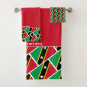 ST KITTS NEVIS FLAG Personalisierte Schrift RED Badhandtuch Set (Insitu)