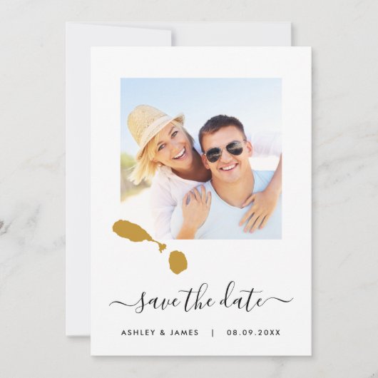 St. Kitts & Nevis Map Foto Wedding Save the Date (Vorderseite)