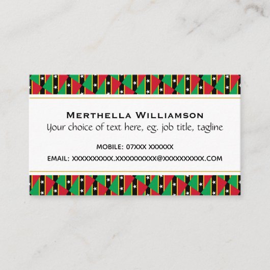 ST KITTS NEVIS VISITENKARTE (Vorderseite)