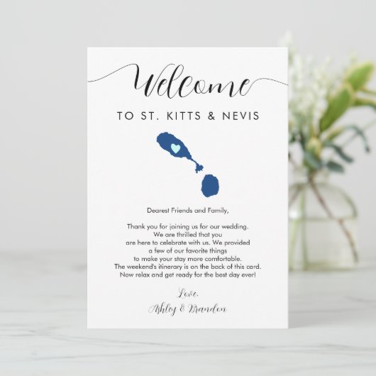 St. Kitts & Nevis Wedding Begrüßungsbrief Tour (Stehend Vorderseite)